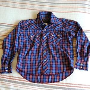 Youth Rustler By Wrangler Pearl Snap Plaid Western Button Up